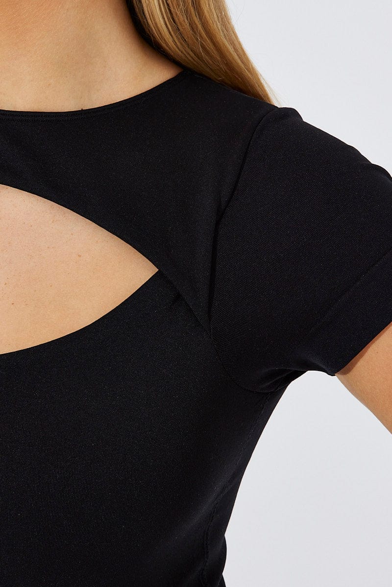 Black Bodysuit Short Sleeve Cut Out - Image 6