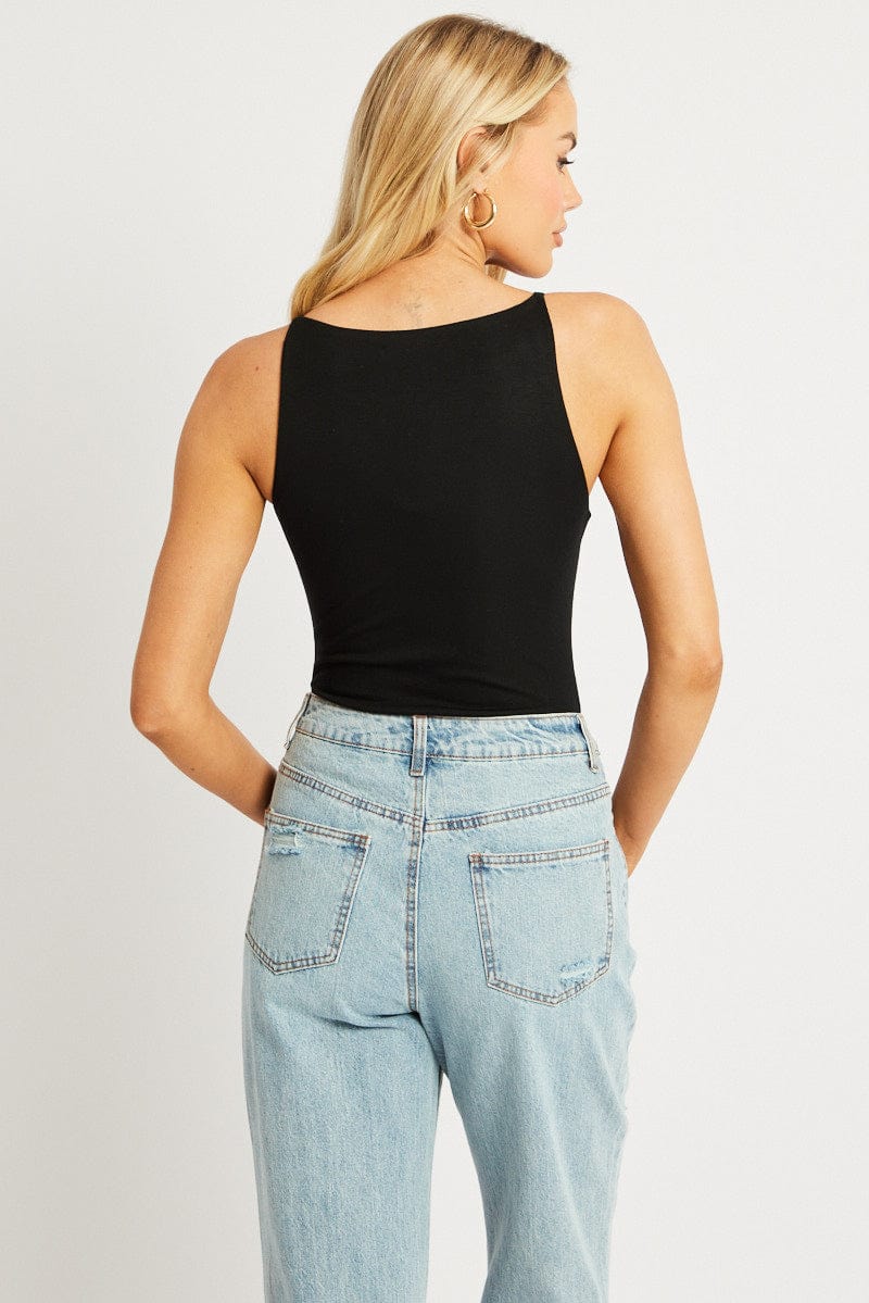 Black Bodysuit Sleeveless Modal - Image 4
