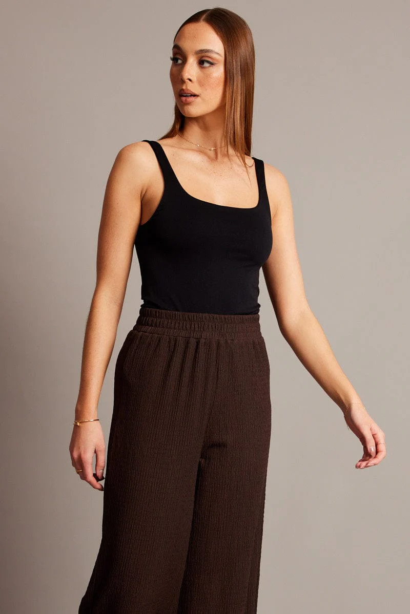 Black Bodysuit Sleeveless Square Neck Seamless - Image 3