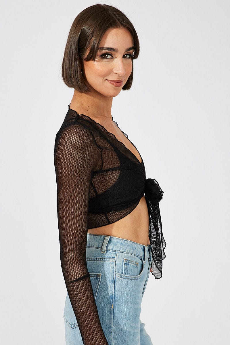 Black Bolero Long Sleeve V Neck - Image 4