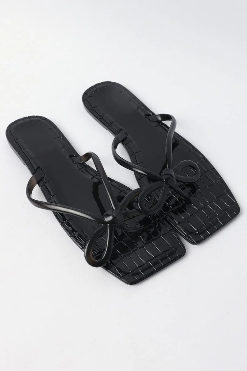 Black Bow Decor Slippers - Image 2