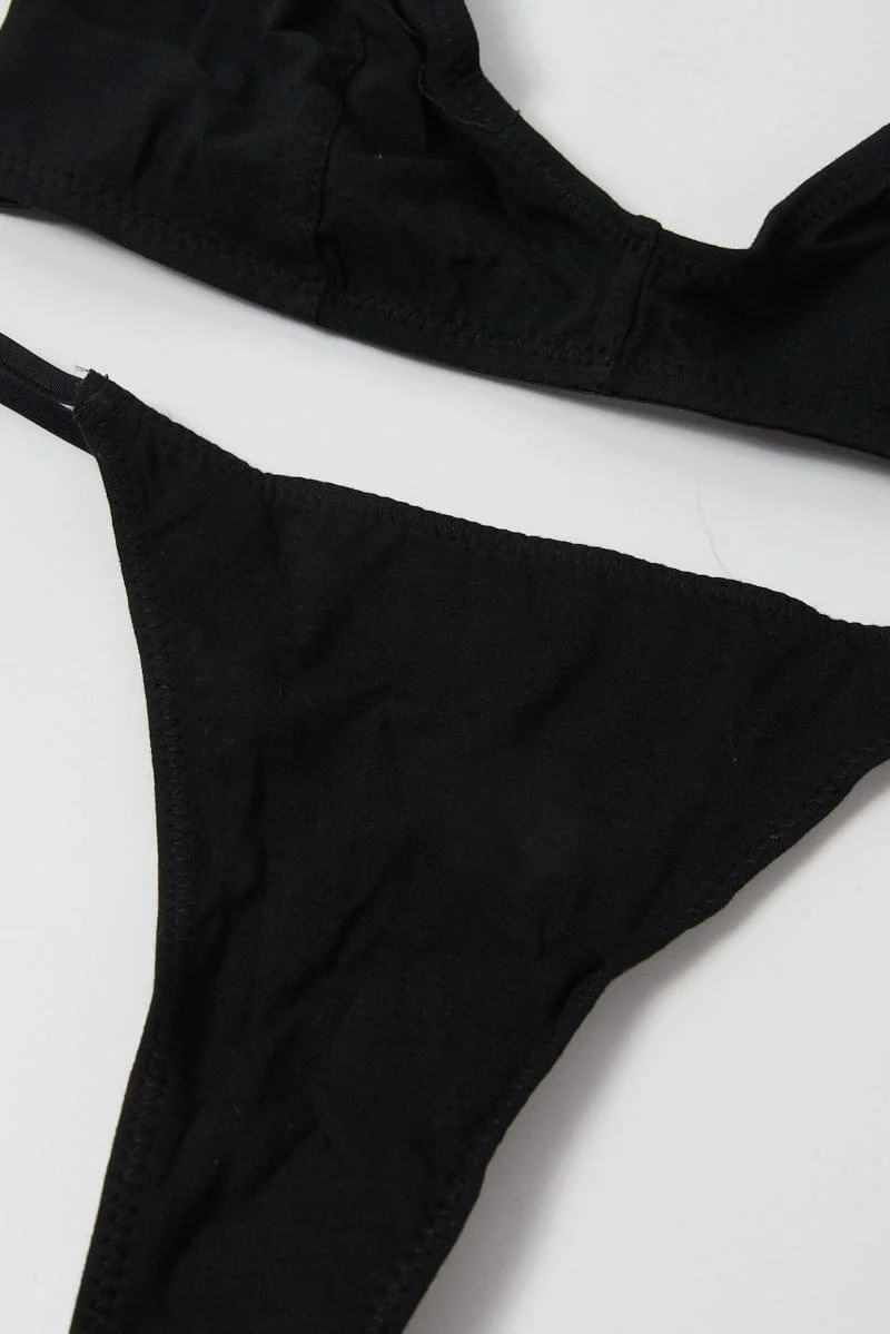 Black Bralet and Thong Lingerie Set - Image 3