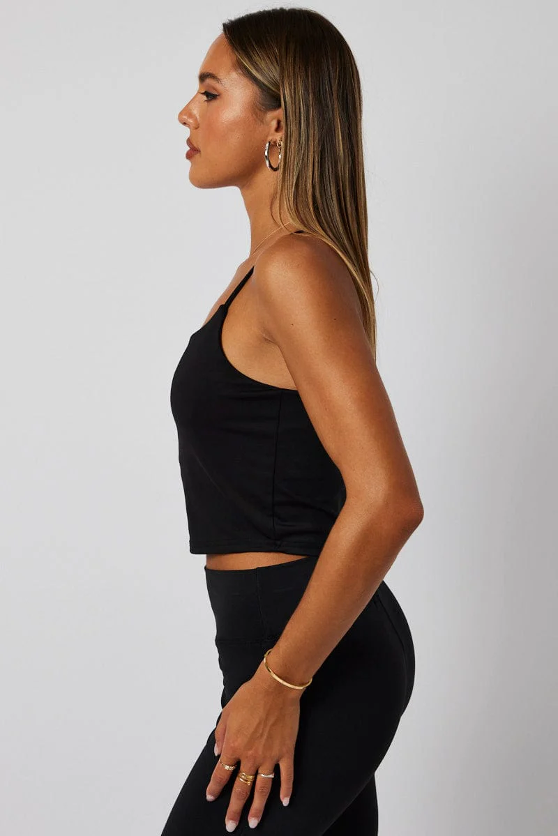 Black Bralette Round Neck Sleeveless Padded - Image 4