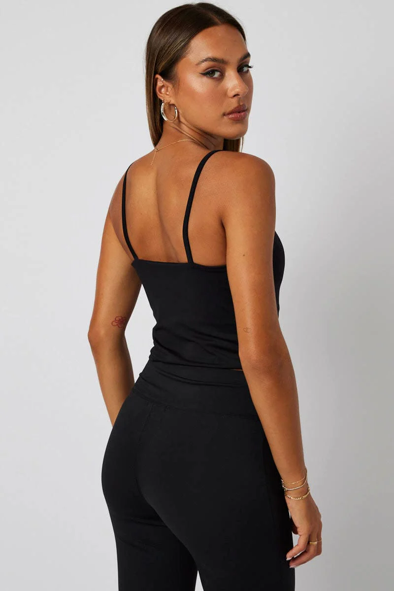 Black Bralette Round Neck Sleeveless Padded - Image 5