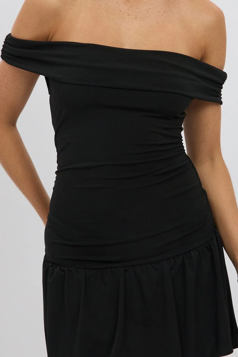 Black Bubble Dress Off Shoulder - Image 6