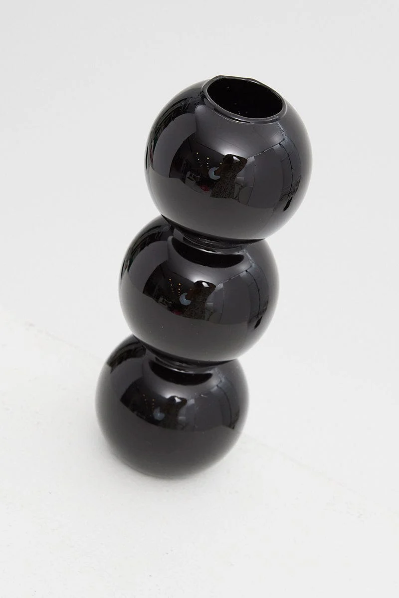 Black Bubble Glass Candle Holder and Vase - Image 2