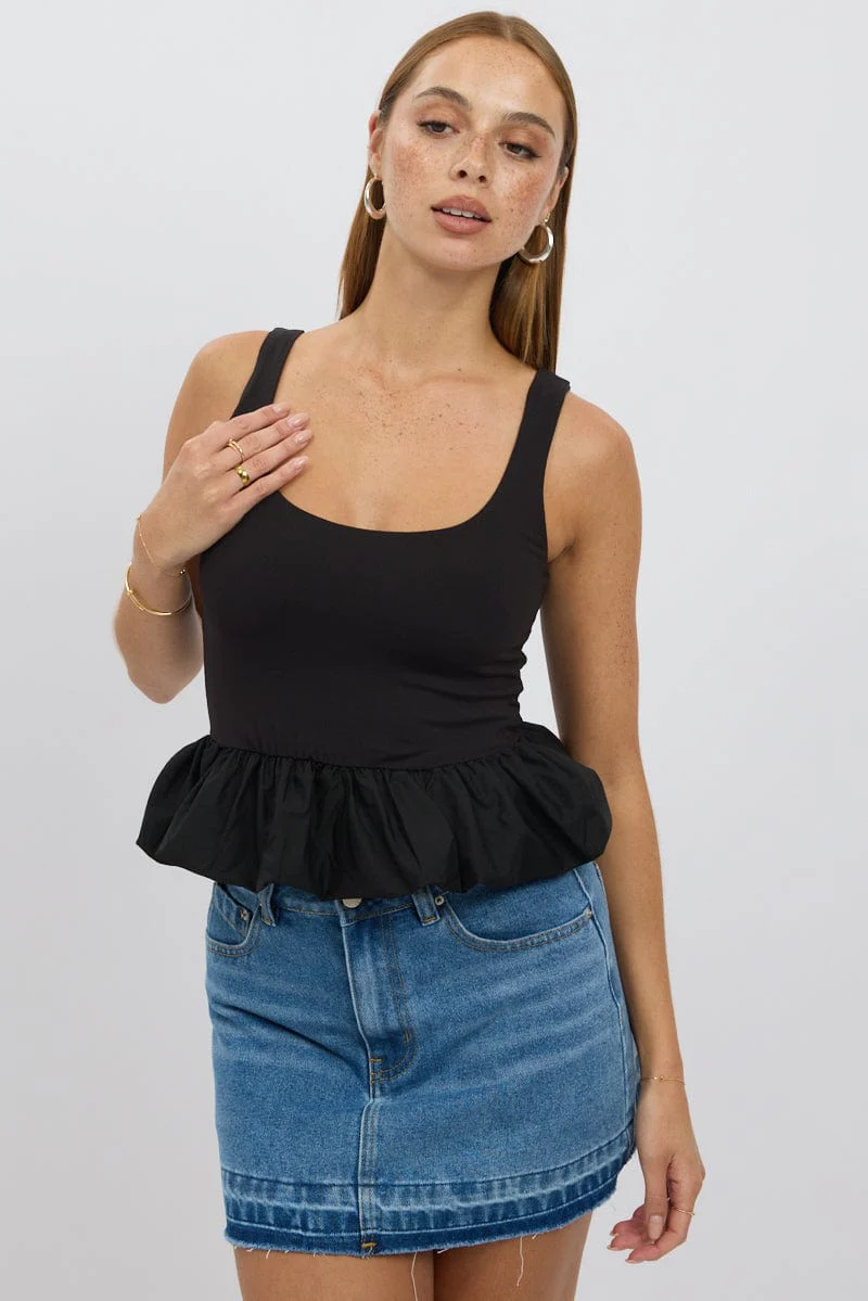 Black Bubble Top Sleeveless - Image 2