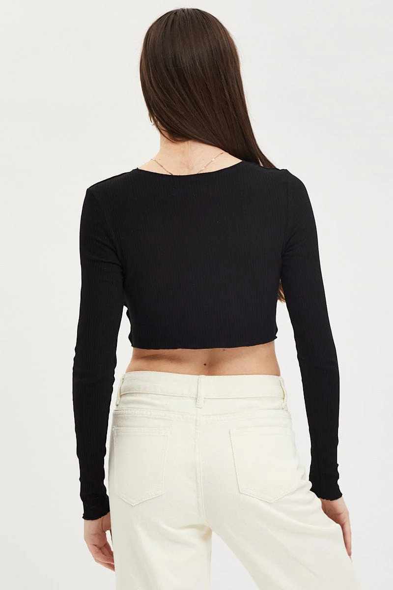 Black Bust Detail Top Long Sleeve - Image 6