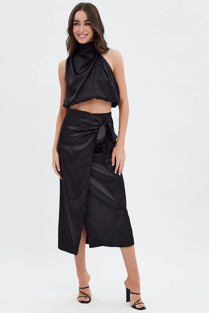 Black Cami Top Sleeveless High Neck - Image 2