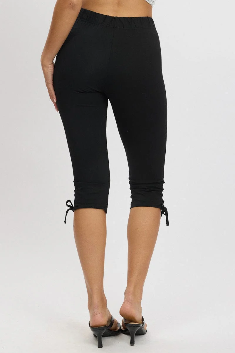 Black Capri Pants Side Ribbon - Image 5