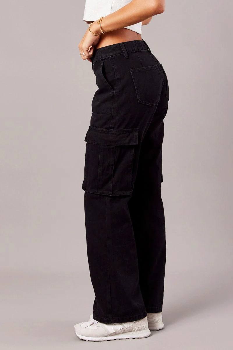 Black Cargo Jean Mid Rise - Image 4