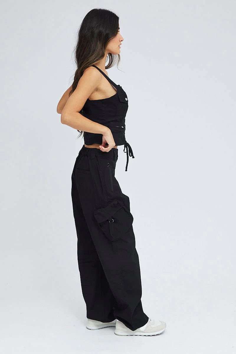 Black Cargo Pants Low Rise - Image 4