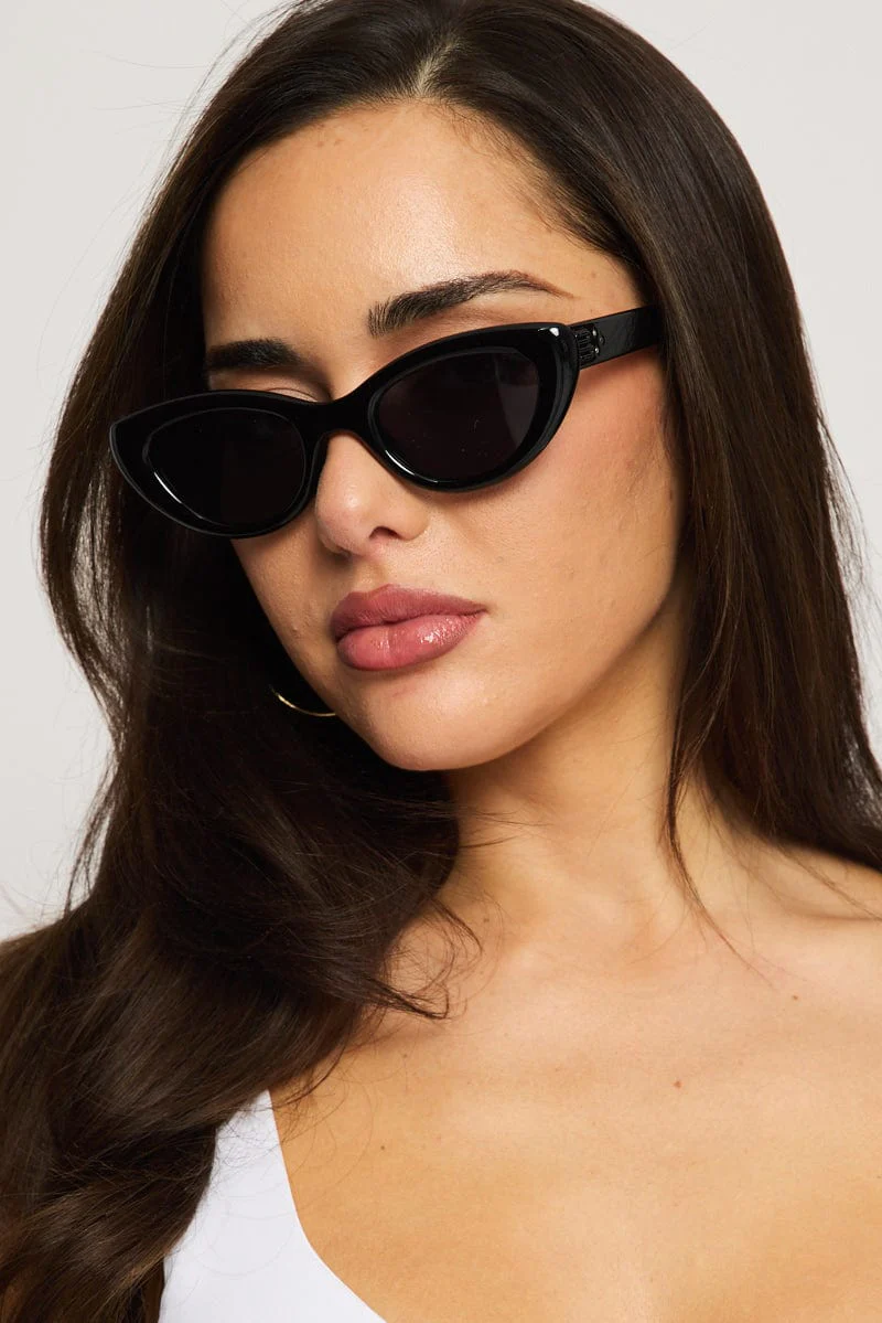 Black Cat Eye Sunglasses - Image 2