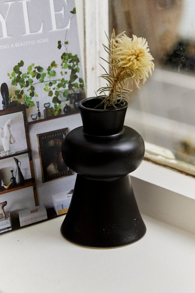 Black Ceramic Taper Vase - Image 2