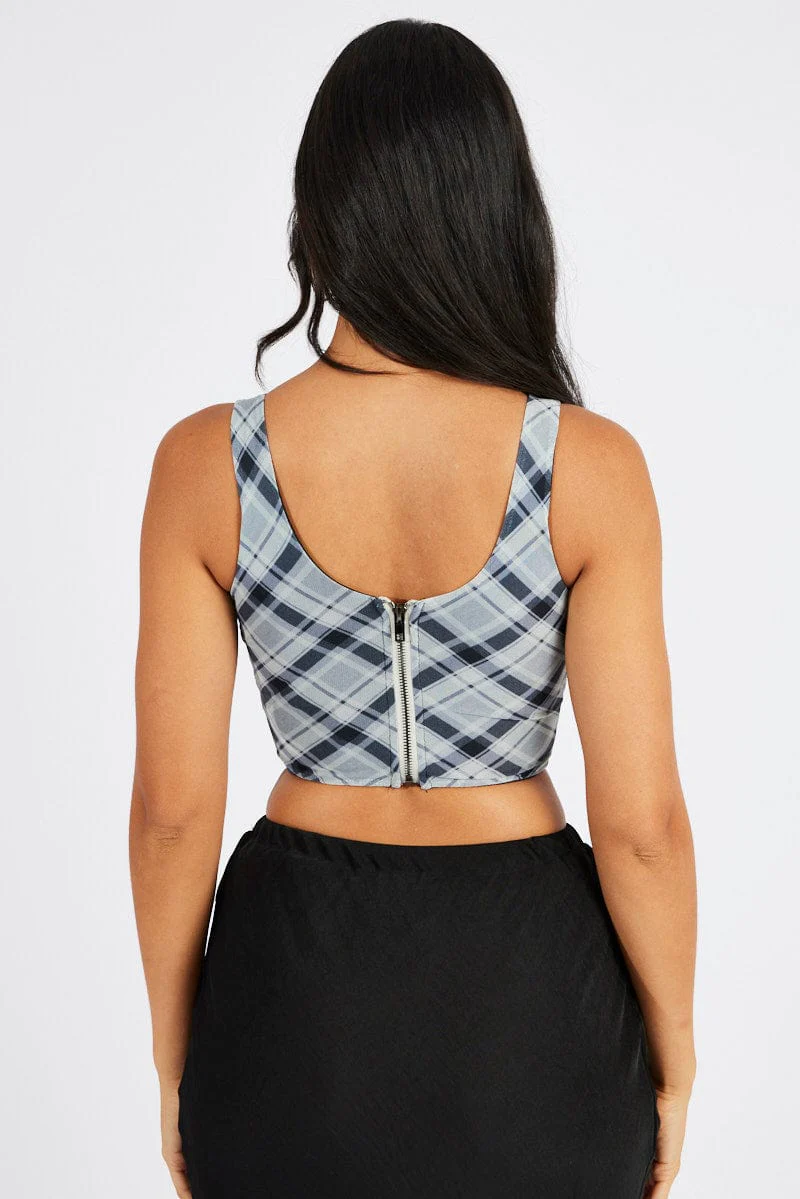 Black Check Corset Top Mesh - Image 5
