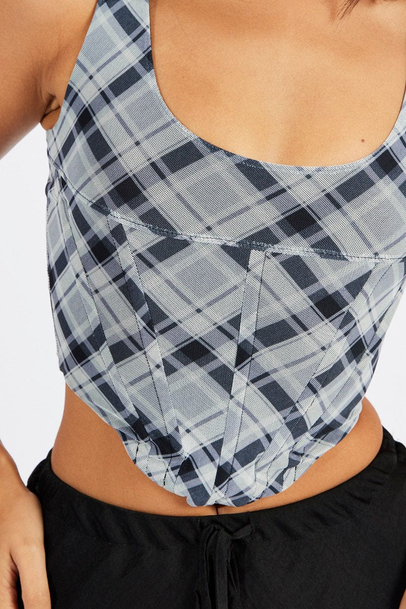 Black Check Corset Top Mesh - Image 6