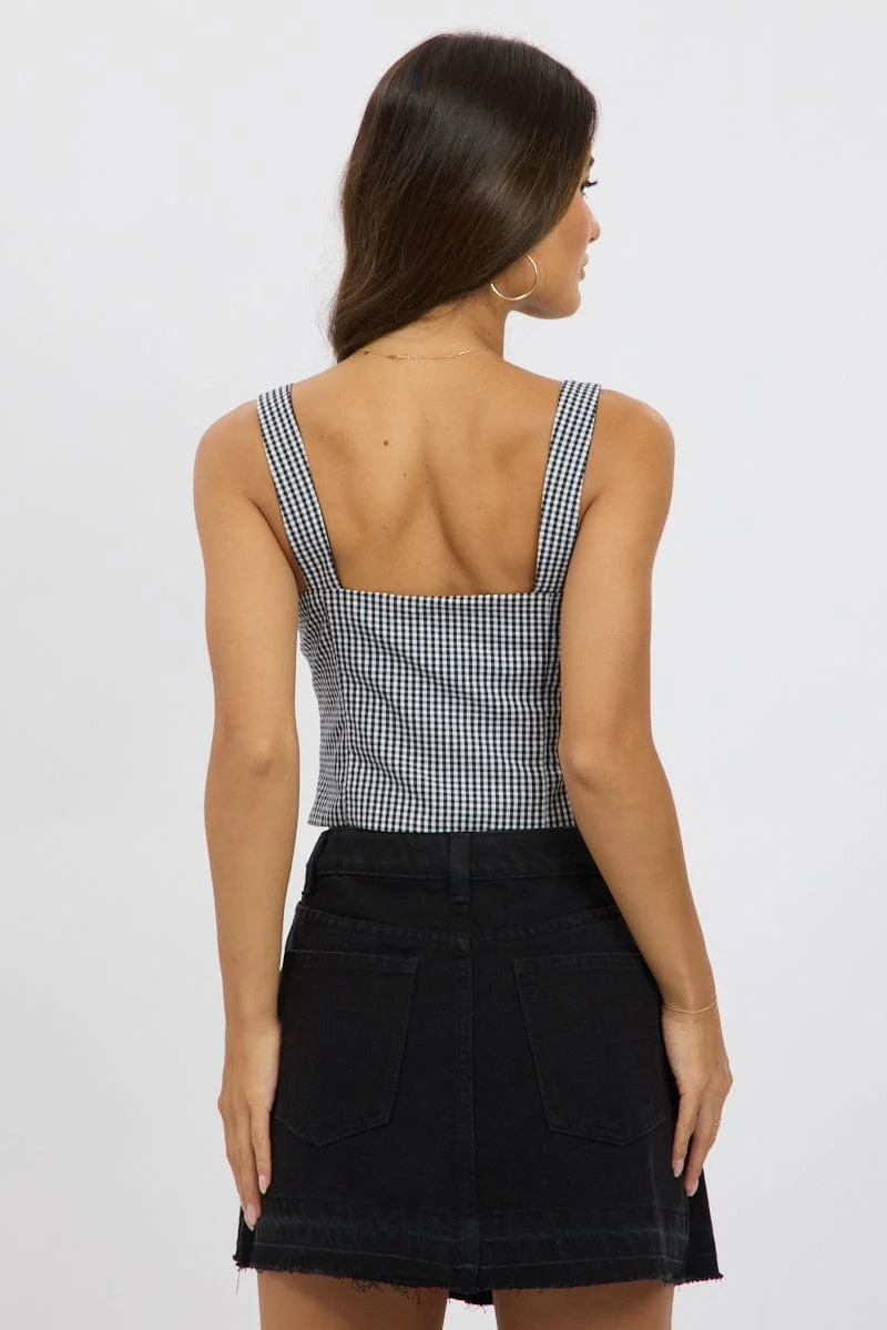 Black Check Corset Top Sleeveless - Image 5