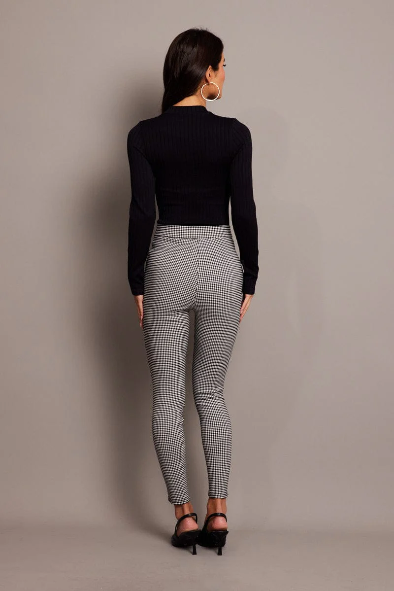 Black Check Leggings High Rise - Image 5