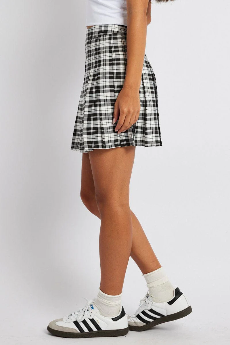 Black Check Tennis Skirt Pleated Mini - Image 4