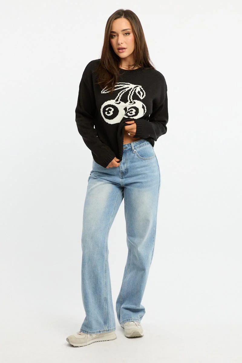 Black Cherry Knit Top Long Sleeve - Image 3