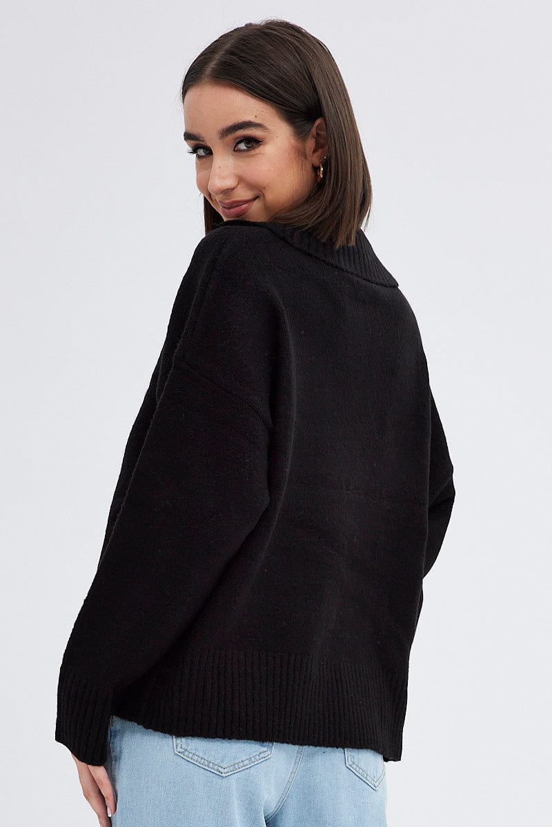 Black Collar Knit Jumper Stripe - Image 5
