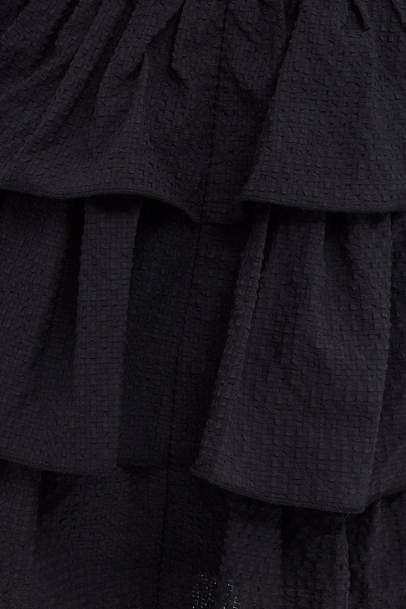 Black Corset Dress Puff Sleeve Tiered Bustier Dress - Image 6