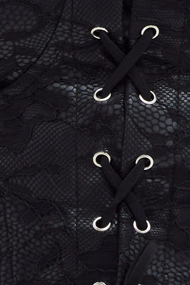 Black Corset Top with Lace Sleeveless - Image 6