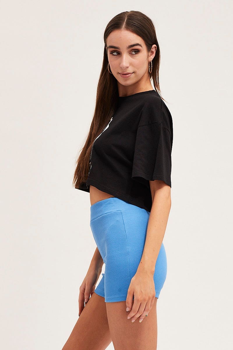 Black Crew Cropped Graphic T-Shirt - Image 5