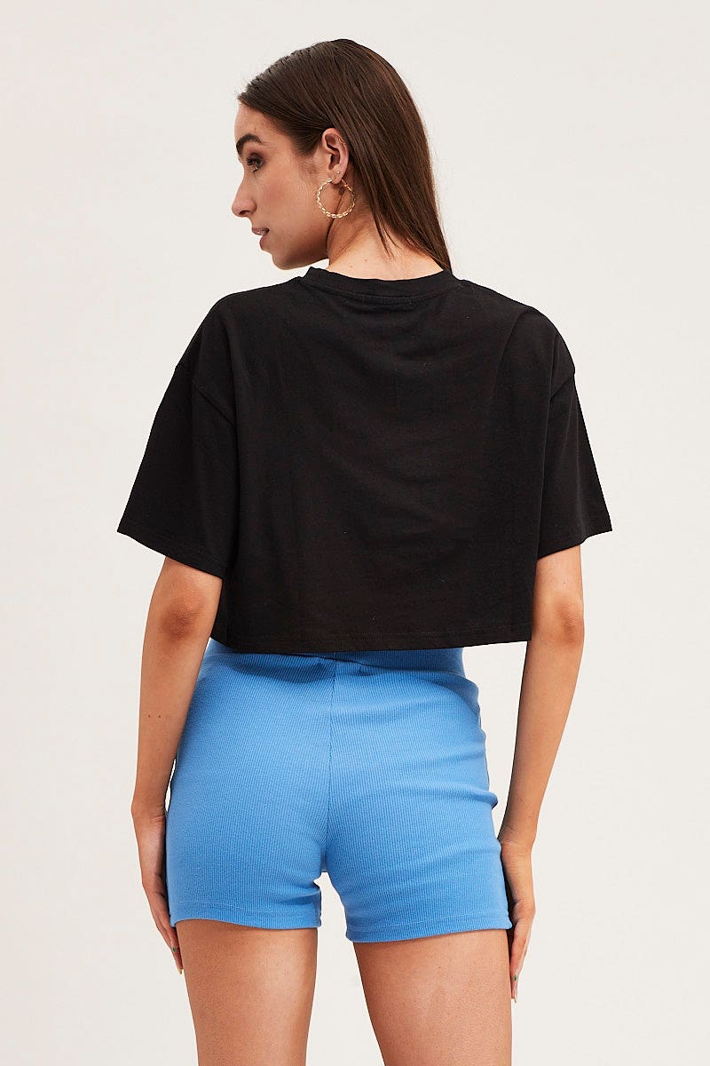 Black Crew Cropped Graphic T-Shirt - Image 6