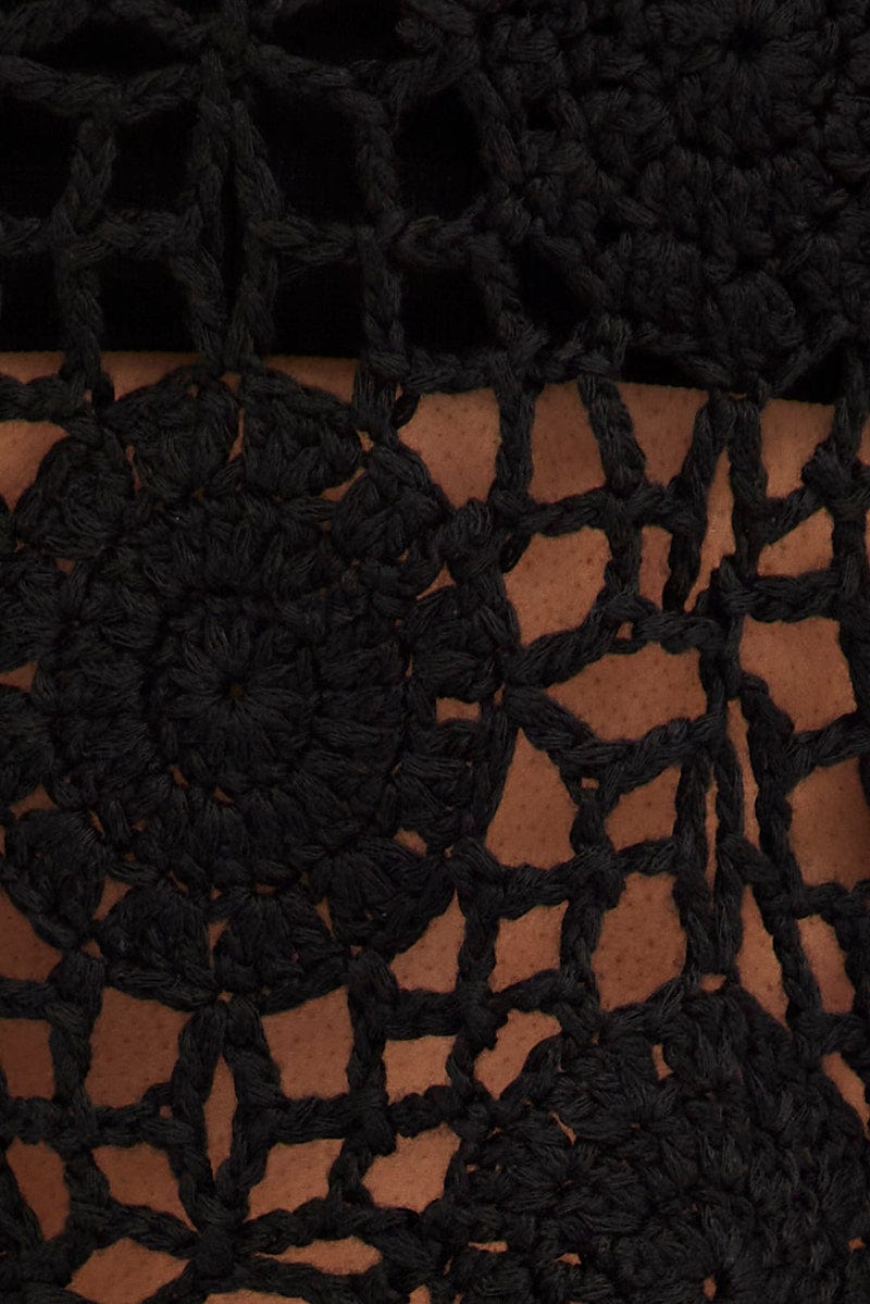 Black Crochet Knit Sleeveless V-Neck - Image 6