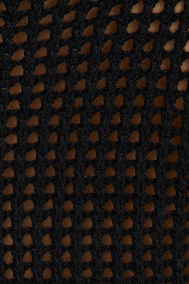 Black Crochet Knit Top Scoop Neck - Image 6