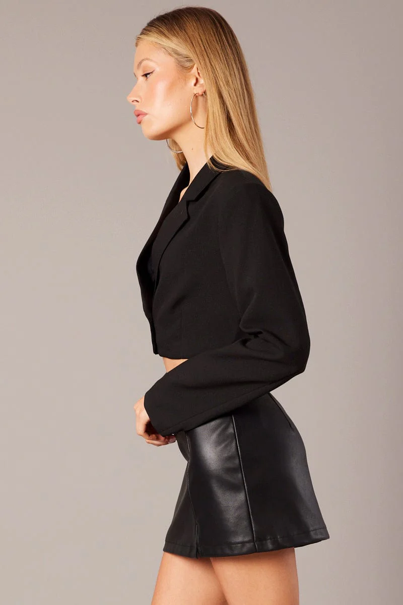Black Crop Blazer Jacket - Image 4