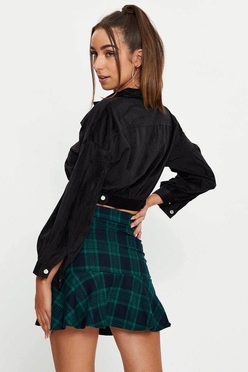 Black Crop Button Front Shirt - Image 5