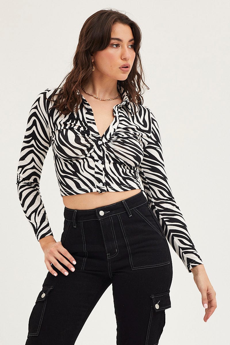 Black Crop Cardigan Long Sleeve - Image 3