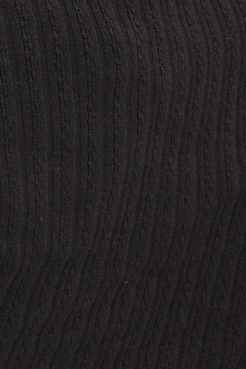 Black Crop Cardigan Long Sleeve Jersey Rib - Image 6
