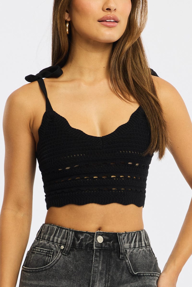 Black Crop Knit Top - Image 5