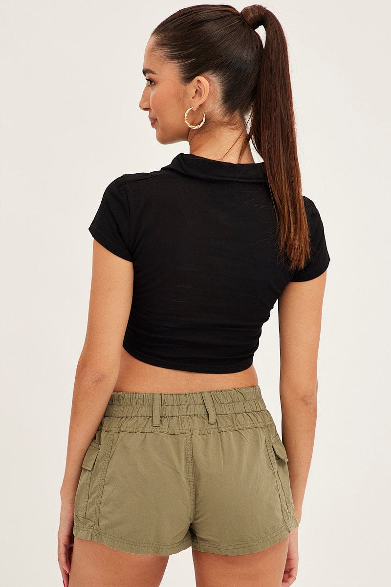 Black Crop Polo Short Sleeve - Image 5
