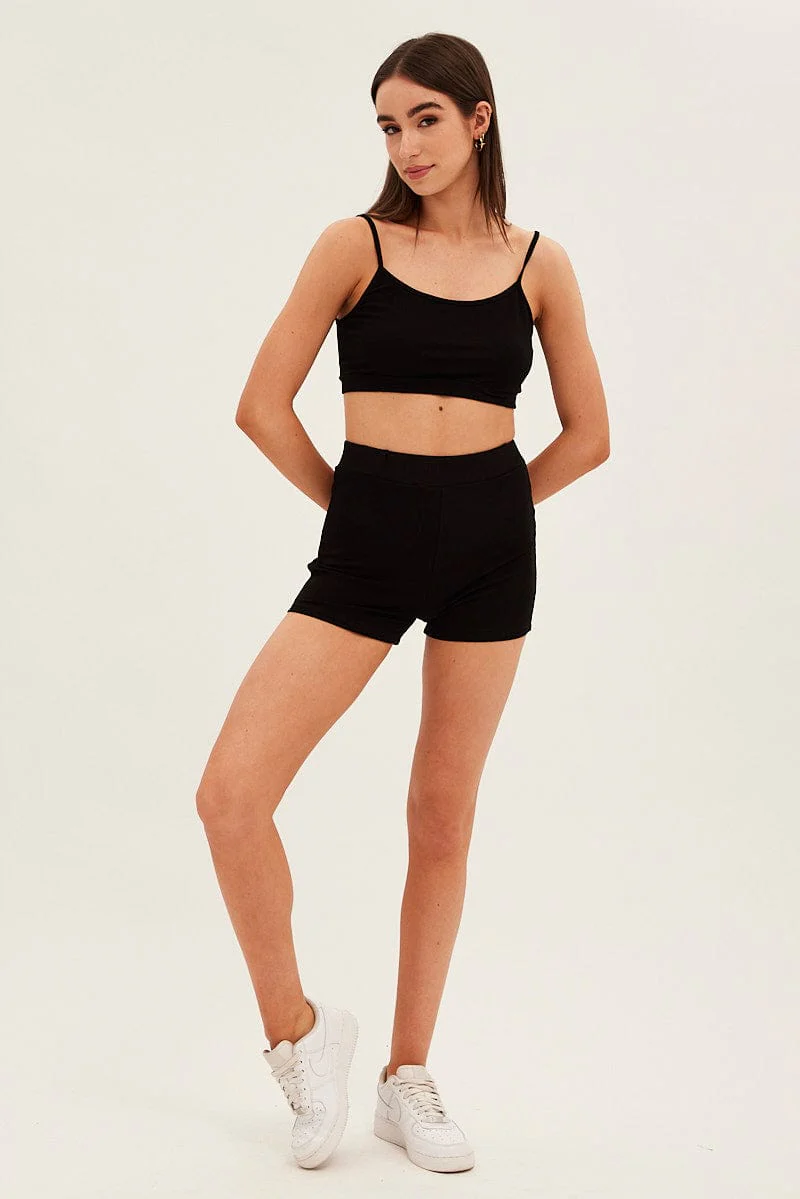 Black Crop Singlet Loungewear Set - Image 2