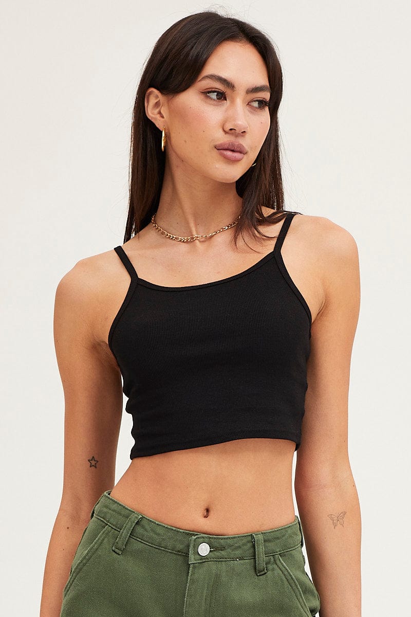 Black Crop Singlet Top - Image 3