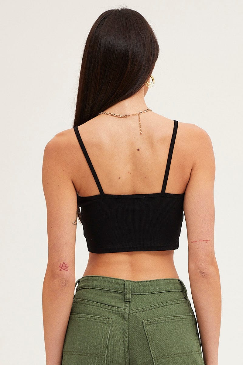 Black Crop Singlet Top - Image 4