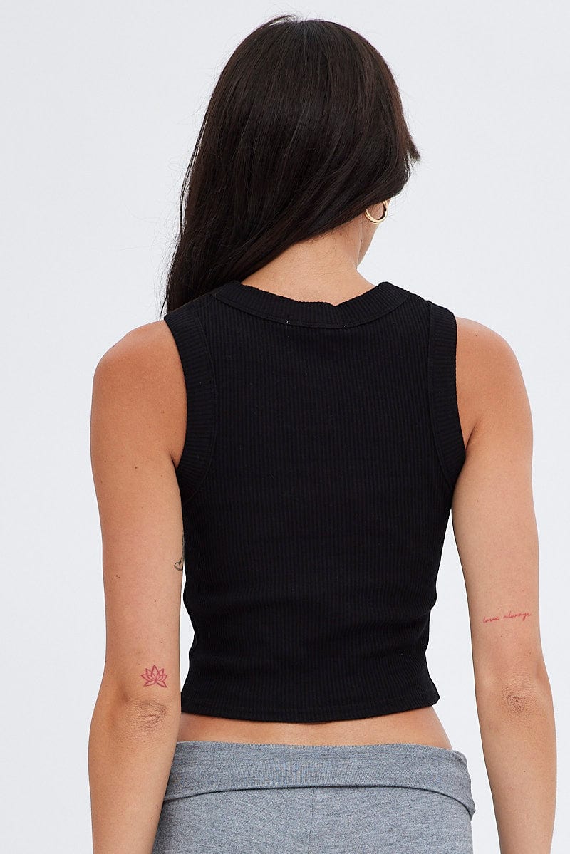 Black Crop Tank Top Crew neck - Image 5
