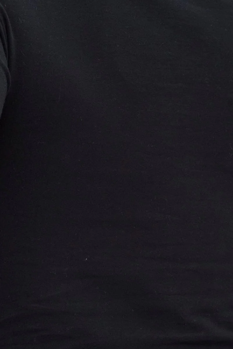 Black Crop Top Long Sleeve Crew Neck Keyhole Cotton - Image 6