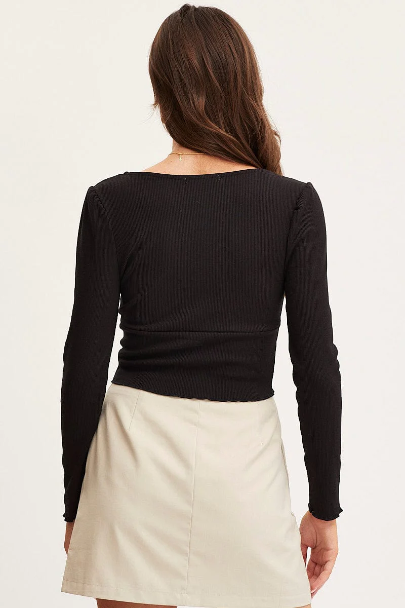 Black Crop Top Long Sleeve - Image 5