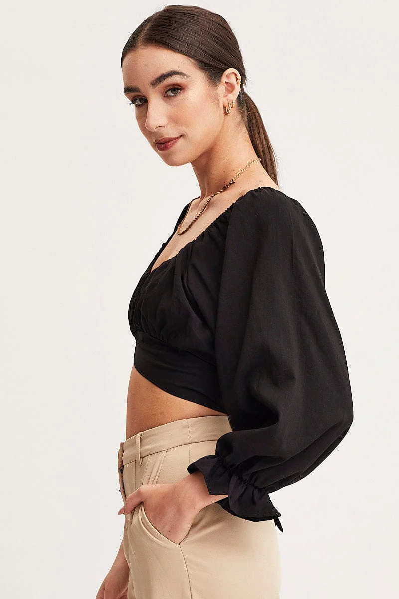 Black Crop Top Long Sleeve - Image 4