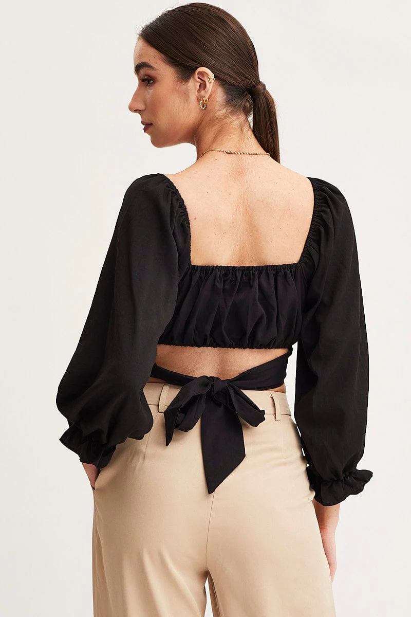 Black Crop Top Long Sleeve - Image 5