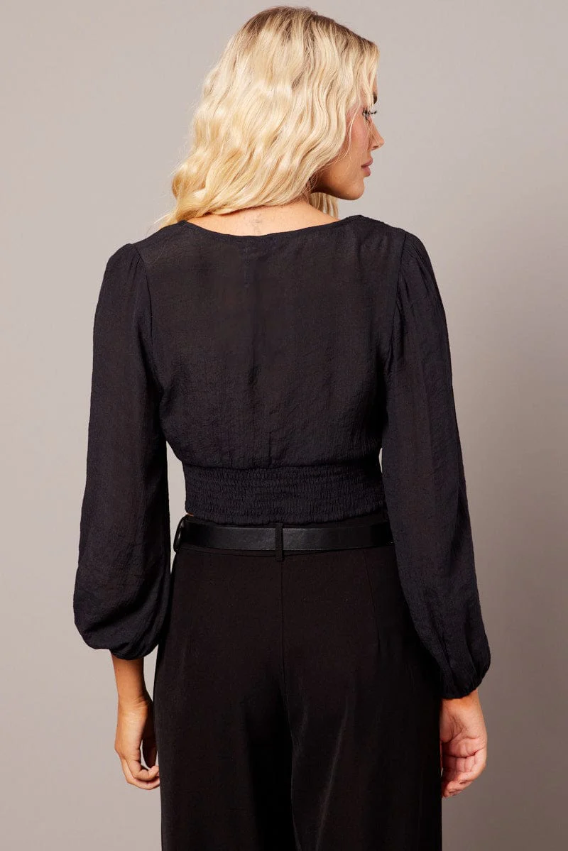 Black Crop Top Long Sleeve - Image 5