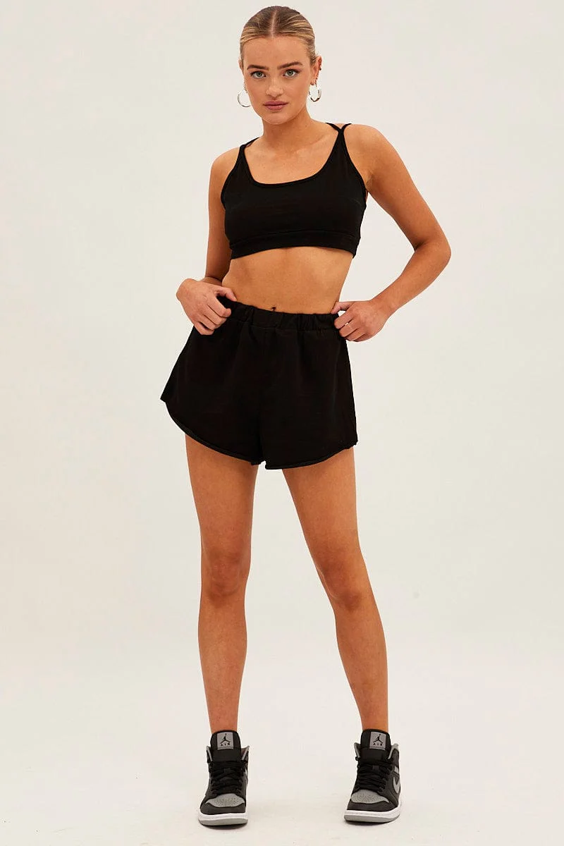 Black Crop Top Loungewear Set - Image 2