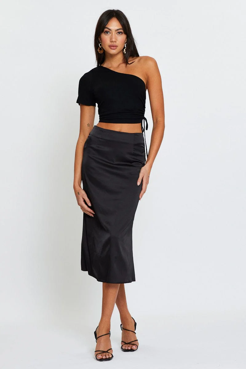 Black Crop Top One Shoulder - Image 2