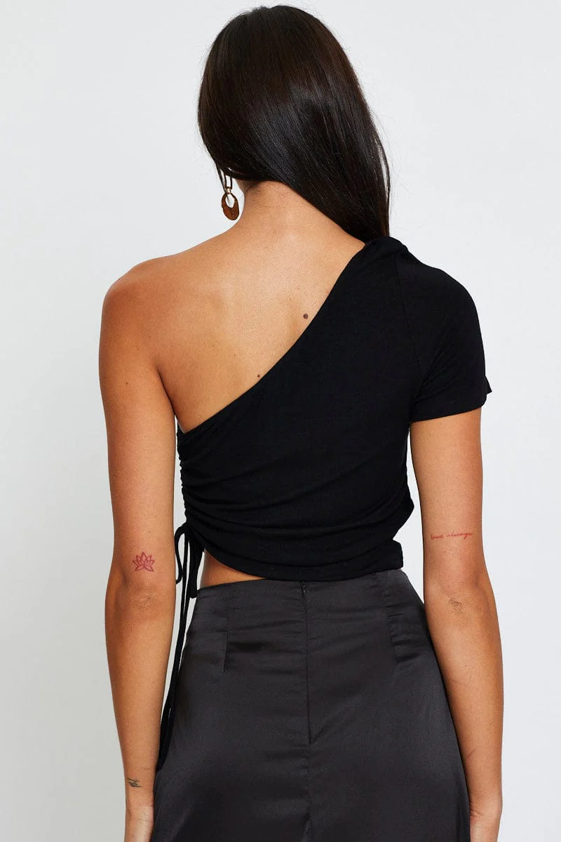 Black Crop Top One Shoulder - Image 5