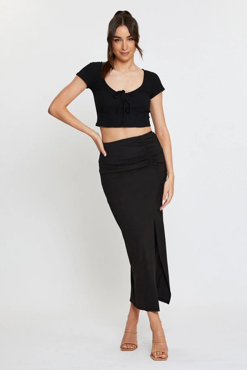 Black Crop Top Short Sleeve - Image 2